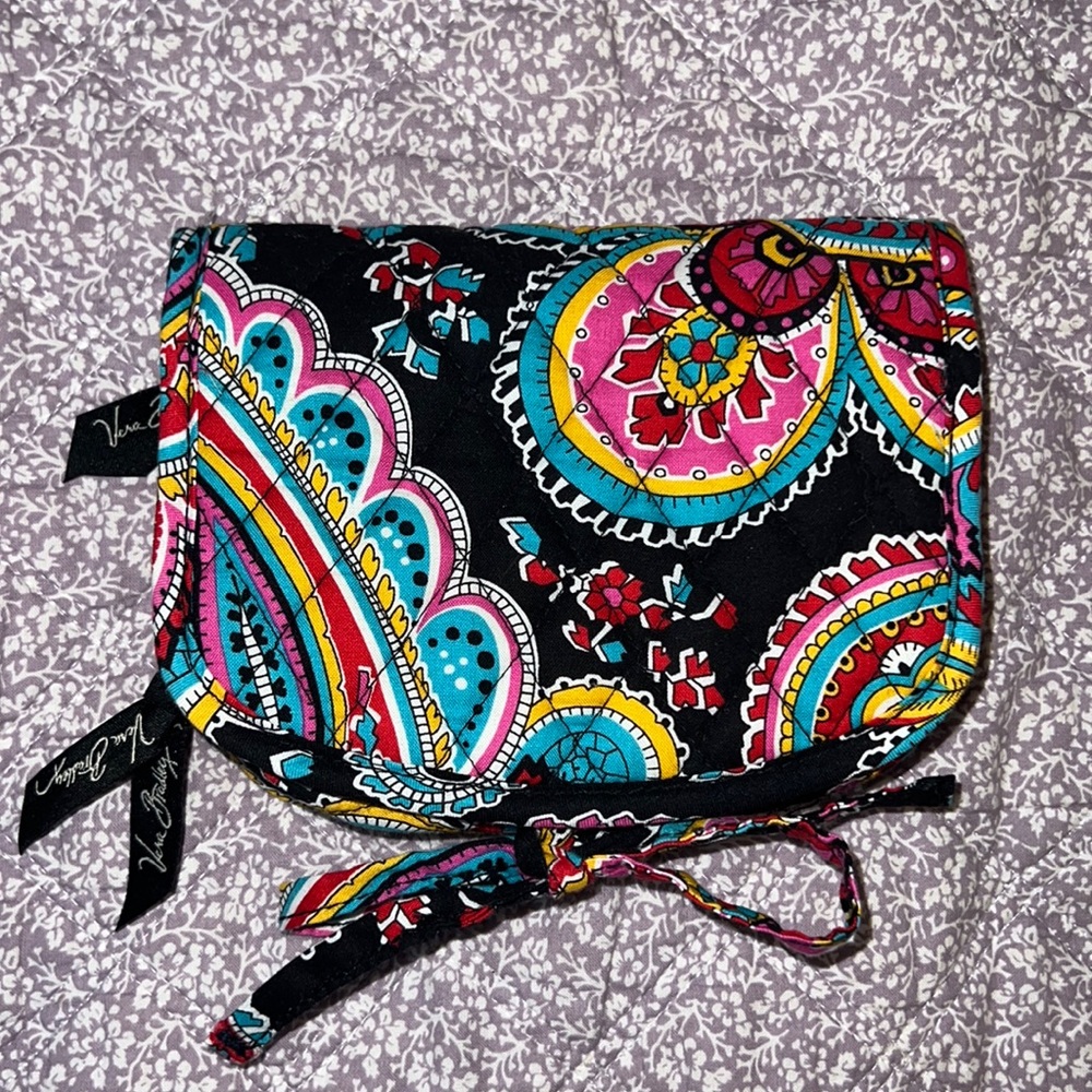 VERA BRADLEY Small Fold & Tie Makeup Cosmetic Jewelry Travel Bag